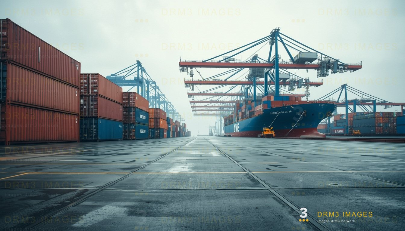Harbour with cargo ships
