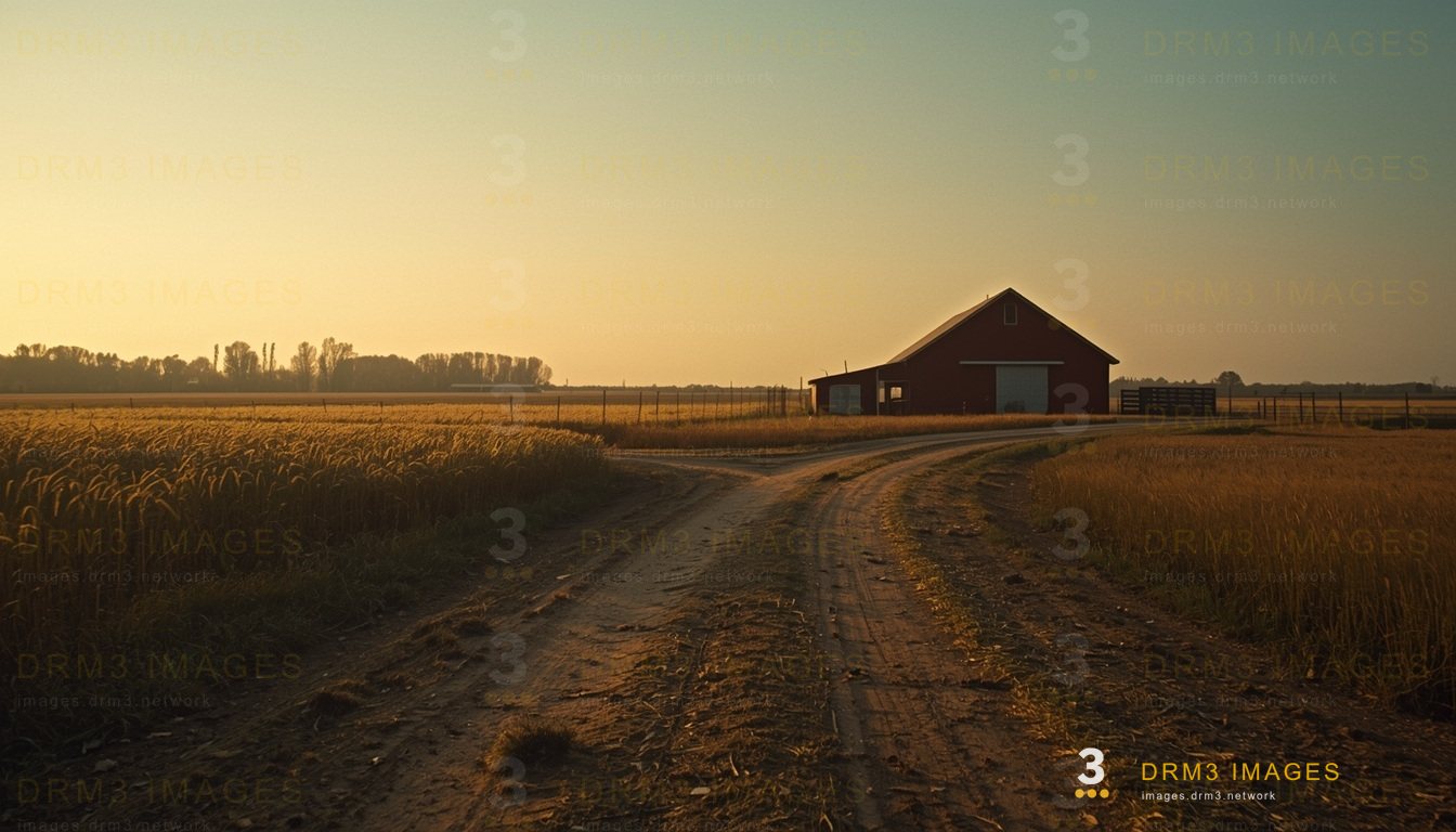 Farm at golden hour