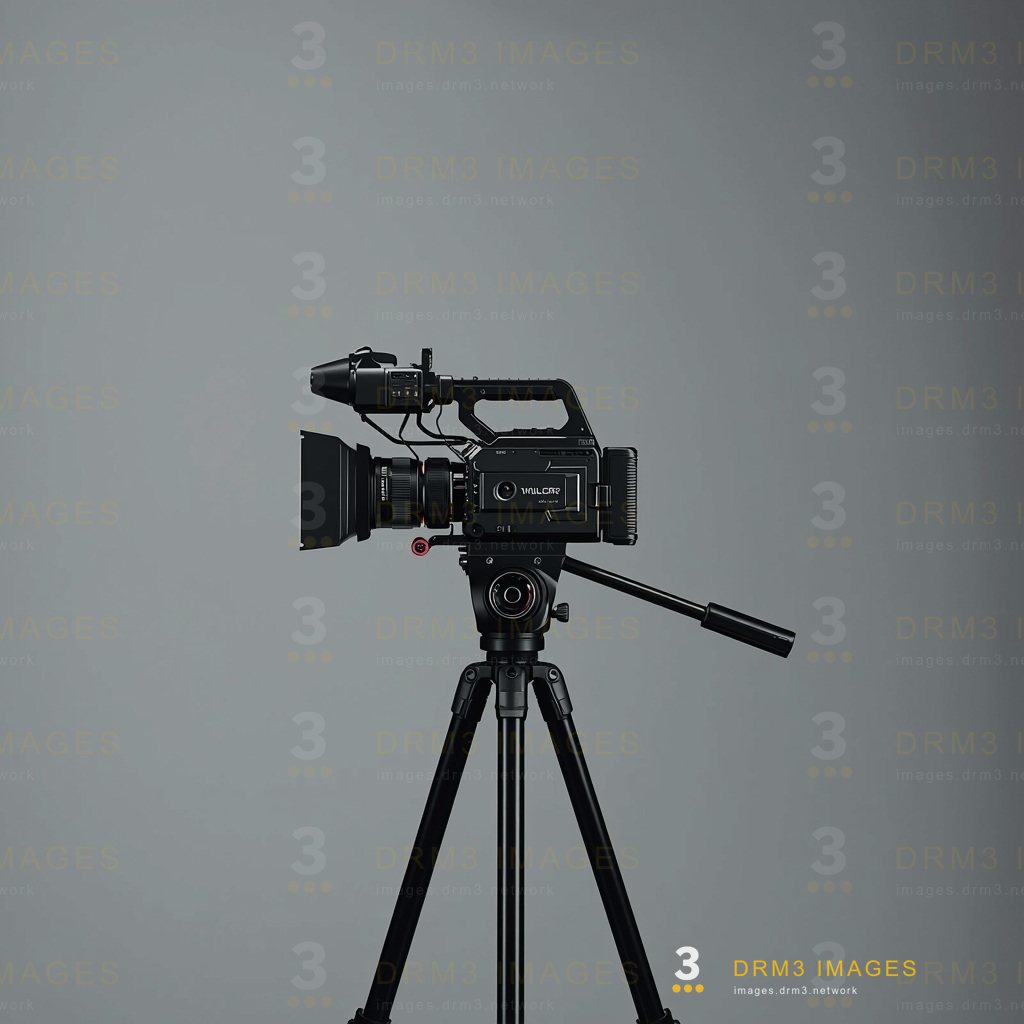 Broadcast camera on a tripod